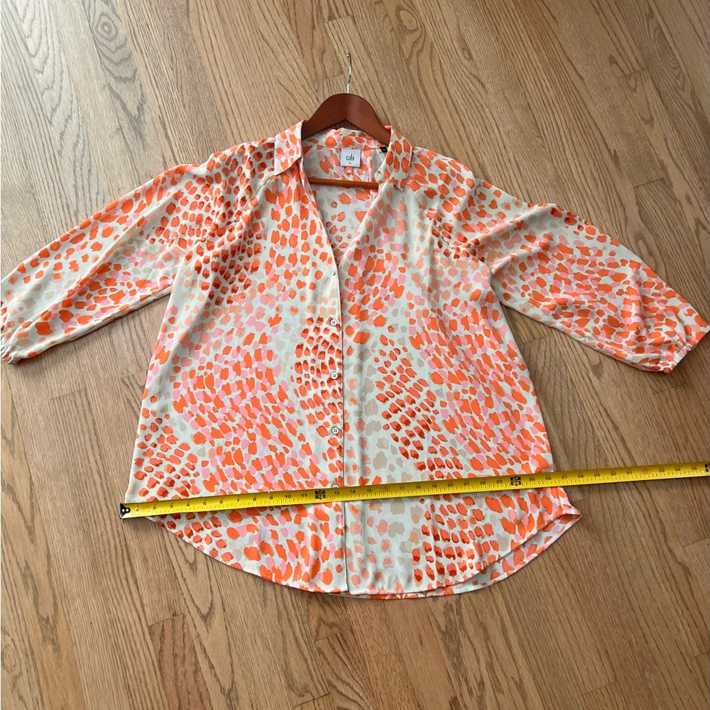 CAbi Go-To Orange and White Button Down Top - Picture 6 of 10